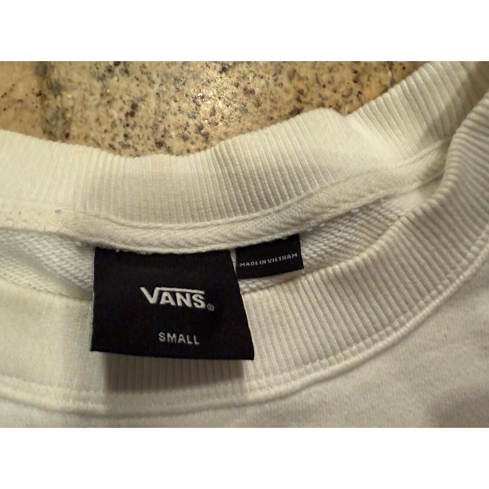 Vans Sweatshirt Womens Small White Off The Wall Oversized Boxy Sweater Fleece - Picture 5 of 8